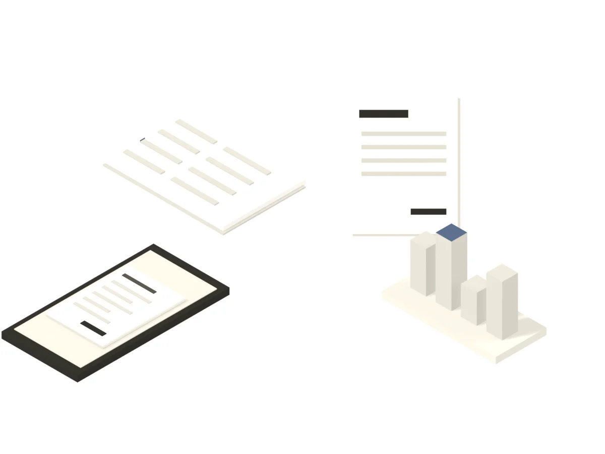 A receipt rises off a phone, a cost-code chip stamps onto it once, and copies fly out to the division bar chart, the client bill and the budget grid, each of which updates.
